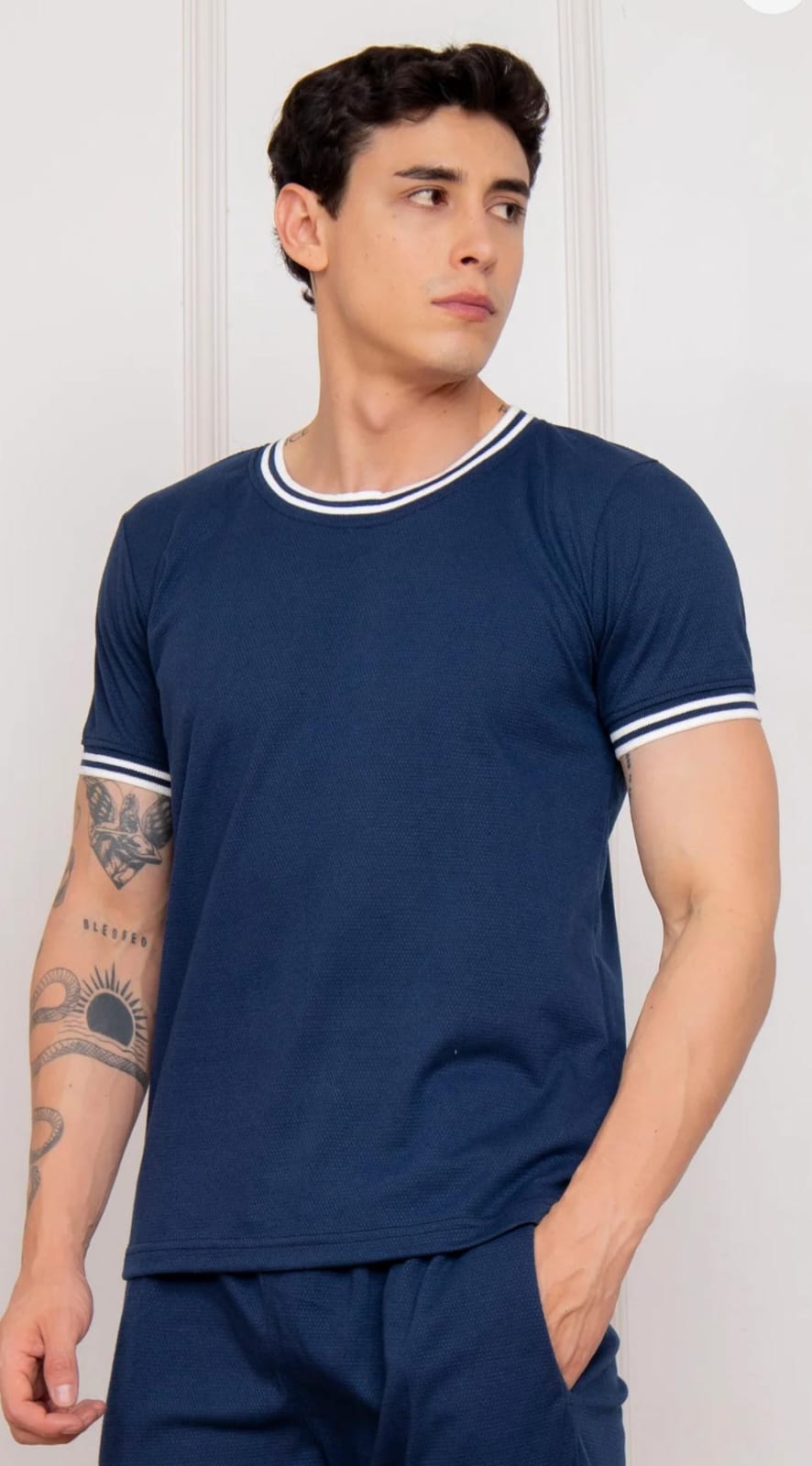 Polo Bambi Cuello Tejido - Azul Marino